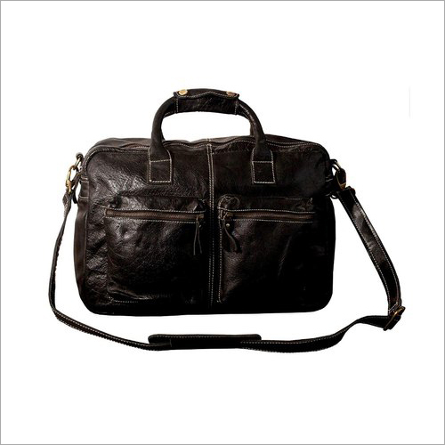 Black Buffalo Leather Laptop Messenger Bag
