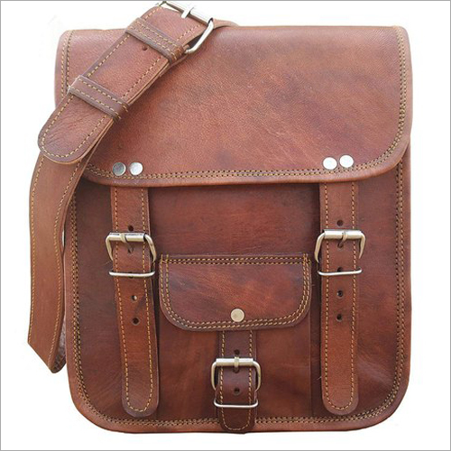 Brown Genuine Leather Laptop Sling