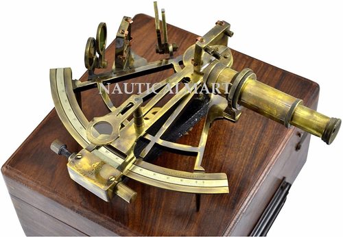 Brass Nauticalmart Nautical Sextant 6in Antique Finish With Hardwood Box (21.5cm X 20cm X 12cm; 1.78kg)