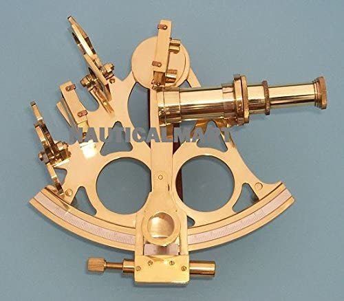 Antique Reproduction Vernier Readout Serialized British Captain's Brass Sextant By Nauticalmart