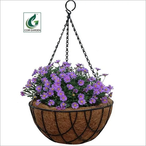 Coir Garden 8 Inch Coir Hanging Basket - Coconut Fiber Material, Light Brown Color, Circular Shape | Eco-Friendly, Biodegradable, Moisture Retaining