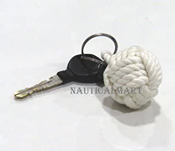 Jute Nautical Maritime Marine Rope Knot Key Chain White Key Ring