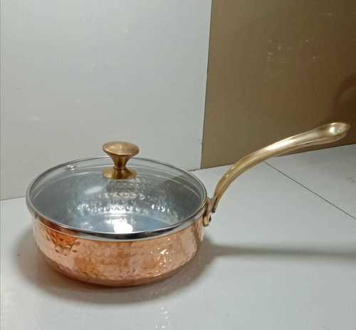 Frypan Copprer Kalai With Glass Lid By SAGA STEELS