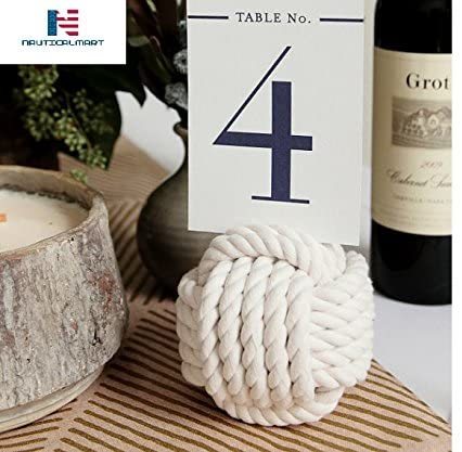 Jute Nautical Rope Knot Table Card Holder White Rope 5 Across No Roll Number Holder