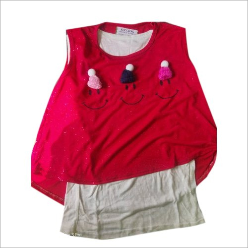 Girls Sleeveless Top - Cotton Fabric Size S-M-L Red and White Colors | Breathable Lightweight Stylish Design for Summer Wear