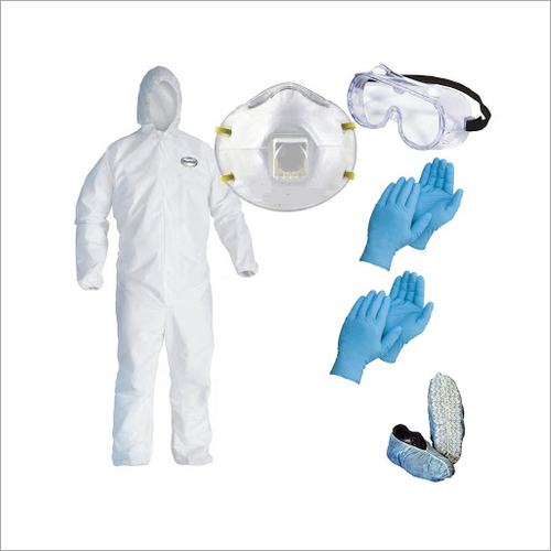 Hospital PPE Kit - Non-Woven Plastic Fabric, Standard Size, White | Unisex Full Body Protection Suit, Moisture Proof, Soft & Comfortable