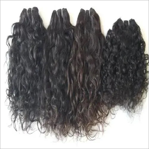 Natural  Curly Human Hair Machine Weft , Tangle And Shedding Free