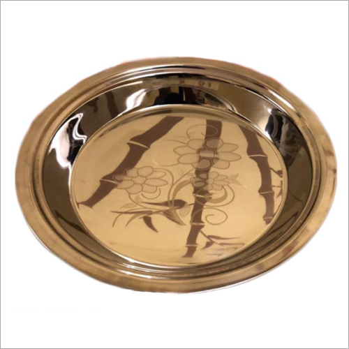 Zebraline Flowered Laser Parat - Stainless Steel, Rust Proof, Polished Finish | Corrosion Resistant, Unbreakable, Durable for Dough Preparation and Serving
