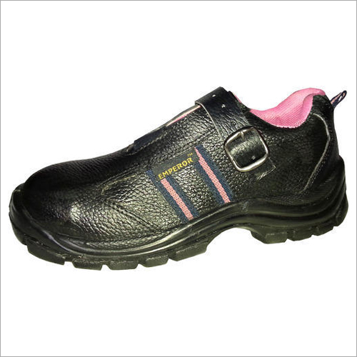 Black Genuine Leather Lightweight Women Safety Shoes