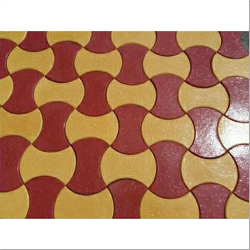 Red & Yellow Dumbell Damru Paver Block