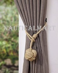 Brown Nauticalmart Large Knot Hemp Rope Curtain Tieback Halloween Decor