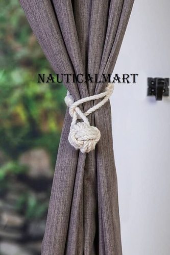 White Nauticalmart Curtain Tiebacks Small Knot Nautical Style Window Treatment Rope Tie