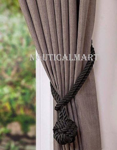 Jute Nauticalmart Black Rope Knot Curtain Tiebacks Halloween Decor
