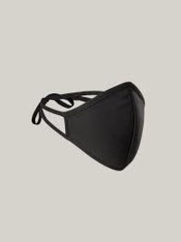 Cotton Mouth Mask - 3 Layers, Black Color | Elastic Ear Loops, Machine Washable