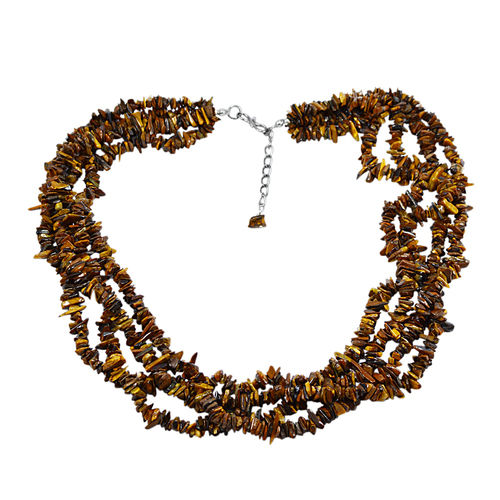 Tiger Eye Gemstone Chips Necklace Pg-131502 Size: 2.5X54.7