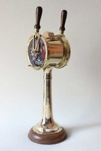 Solid Brass Titanic Engine Room Telegraph - 18 Inches, Nautical Design With Decorative Wooden Base & Functional Ring