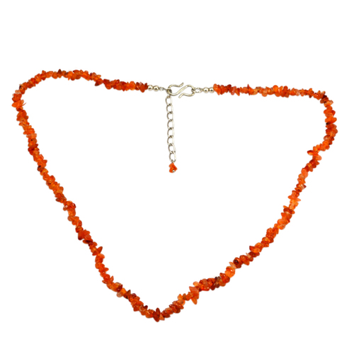 Silver Carnelian Beaded Necklace - 0.8x52.5 cm | Sterling Silver, Free Size Gemstone Design