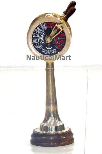 Nautical Nauticalmart 24" Brass Ship Engine Telegraph Collectibles With Wooden Base