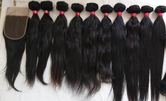 Unprocessed Straight Human Hair With Lace Closure