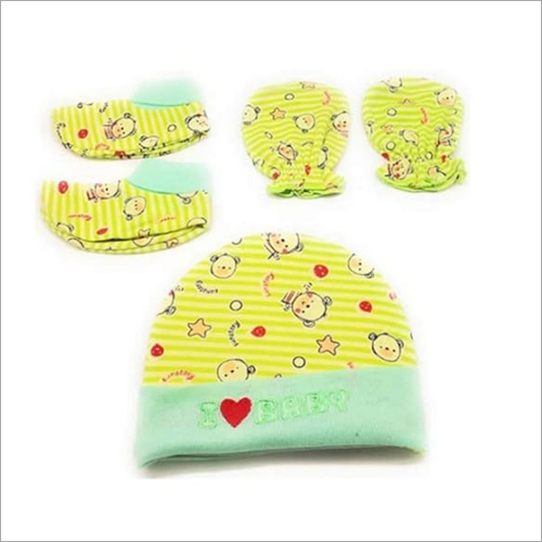 Printed Baby Caps Mittens And Booties