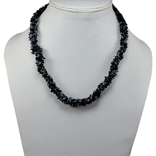 Snowflake Obsidian Gemstone Chips Necklace Pg-131545 Size: 1.8x51.1