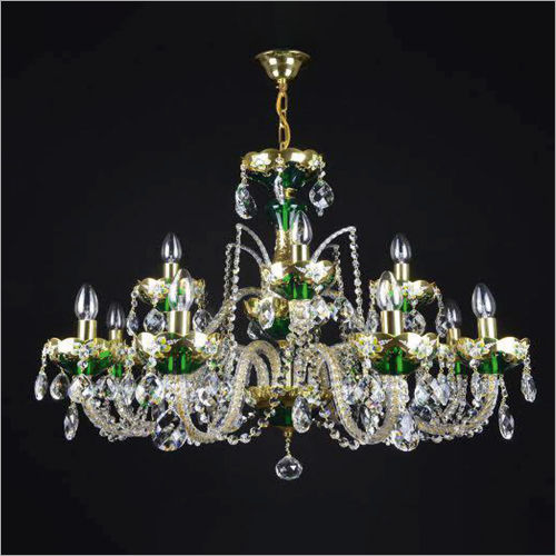 Brass Emerald Chandelier