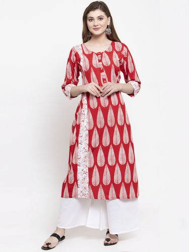 Red Printed Kurtis Palazzo