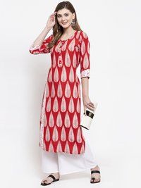 Red Printed Kurtis Palazzo