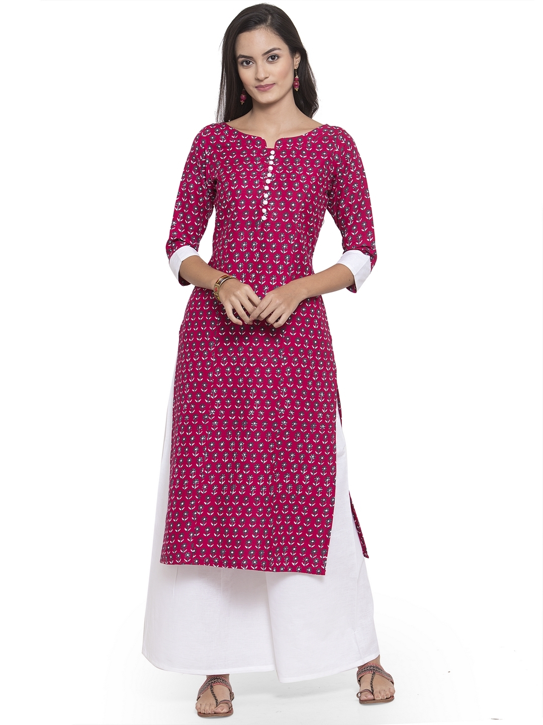 Pink Soft Rayon Printed Kurtis With Palazzo