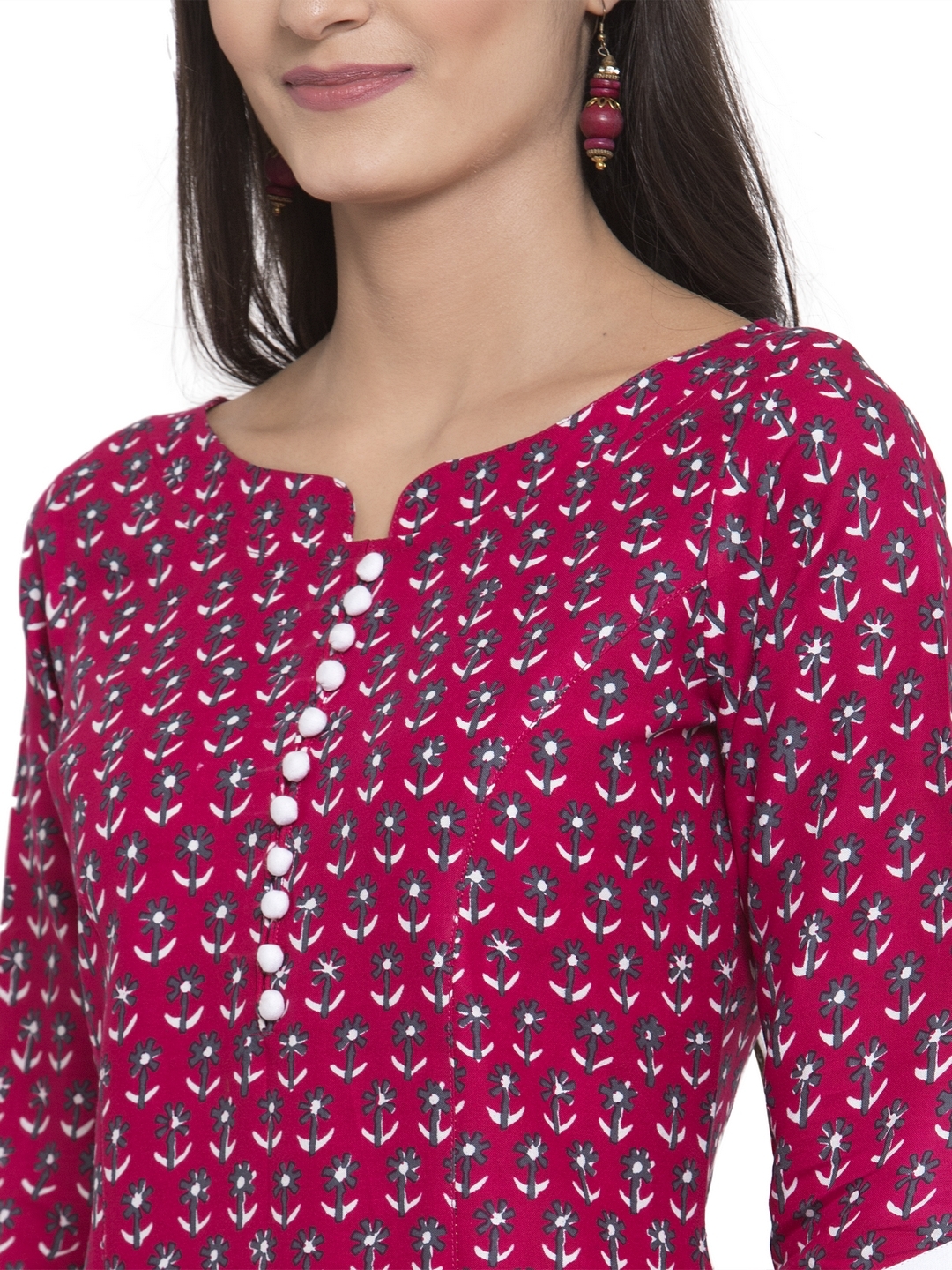 Pink Soft Rayon Printed Kurtis With Palazzo