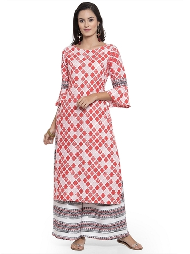 Rayon Printed Kurta With Sarara Set 