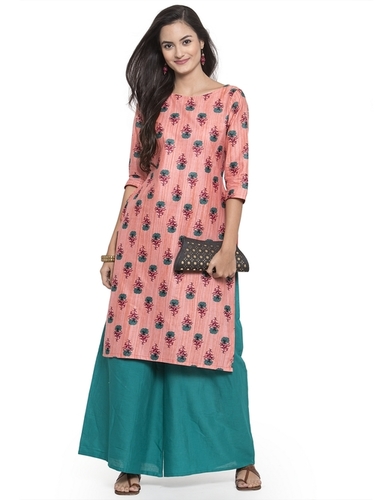 Dry Cleaning Cotton Kurtis With Palazzo Set
