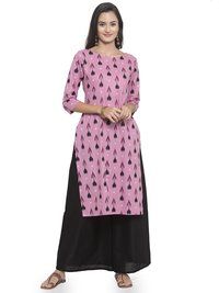 Printed Cotton Kurtis With Black Palazzo