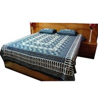 Single Bed Jaipuri Print Indigo Bed Sheet