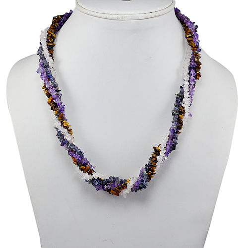 Multi Gemstone Chips Necklace Pg-131587 Size: 2.3x55