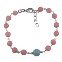 Pink & Blue Quartz Gemstone Beads Bracelet Pg-131594 Size: 0.8x22.3