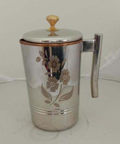 Silver Round Shape Jug Steel Copper Mirrorline Lezer