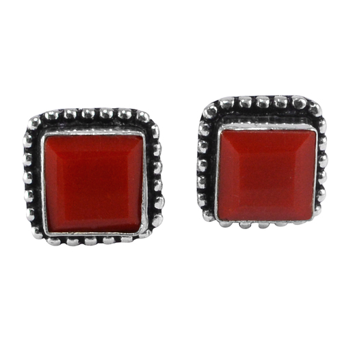 Red Coral Gemstone Earring PG-133371
