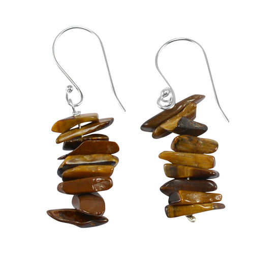 Tiger Eye Gemstone Silver Earring Pg-133375 Gender: Women