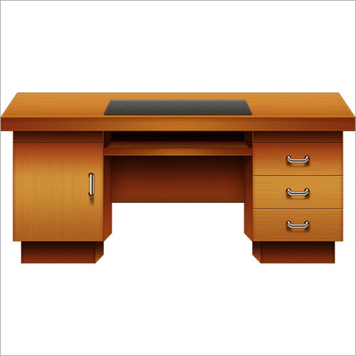 Wooden Computer Table - Teak & Plywood One Piece Design Brown Color | Durable Easy to Clean Eco-Friendly No Assembly Required