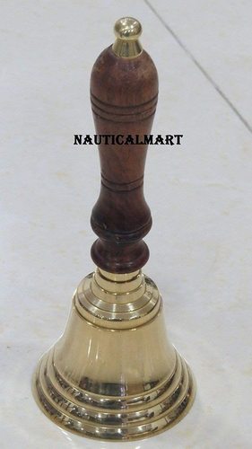 Nautical Nauticalmart School Teachers Brass Plated Bell With Wooden Handle Gift Item