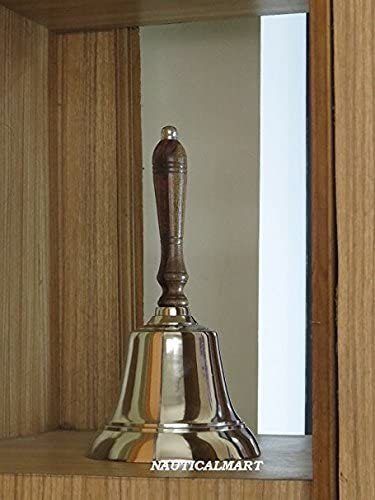 Nautical Wooden Handle Brass Bell School Reception Dinner Shop Hotel Service Bells Christmas Gift