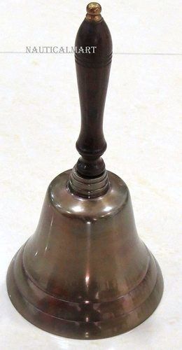 Nautical Nauticalmart Solid Antique Brass Hand Bell With Wooden Handle