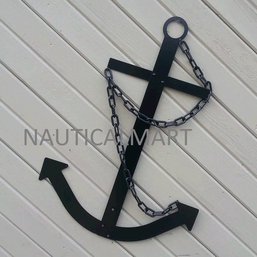 Nauticalmart Black Anchor Wall Decor Navy Ship 34" Nautical Metal Decorative Outdoor Art