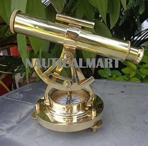 Nauticalmart Brass Theodolite Survey Tool Telescope 7" Compass