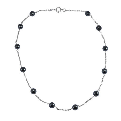 Hematite Silver Beads Necklace Pg-155760 Size: 0.8X46.4