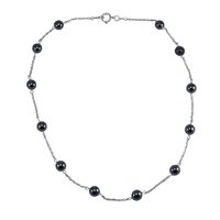 Hematite Silver Beads Necklace Pg-155760 Size: 0.8x46.4