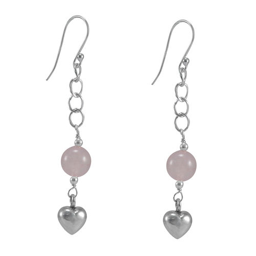 Rose Quartz Gemstone Silver Earring Pg-155814 Gender: Women