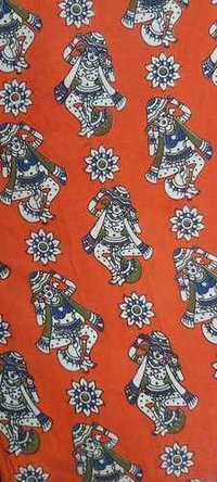 Screen Printed Fabric - 100% Cotton 45 Inch Natural Orange, Natural Dye, Vibrant Unique Design