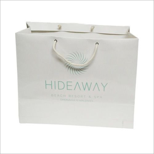 Printed Kraft Paper Carry Bag - White, Customized Sizes and Designs | Features: Printed Patterns, 100% Recyclable Kraft Paper